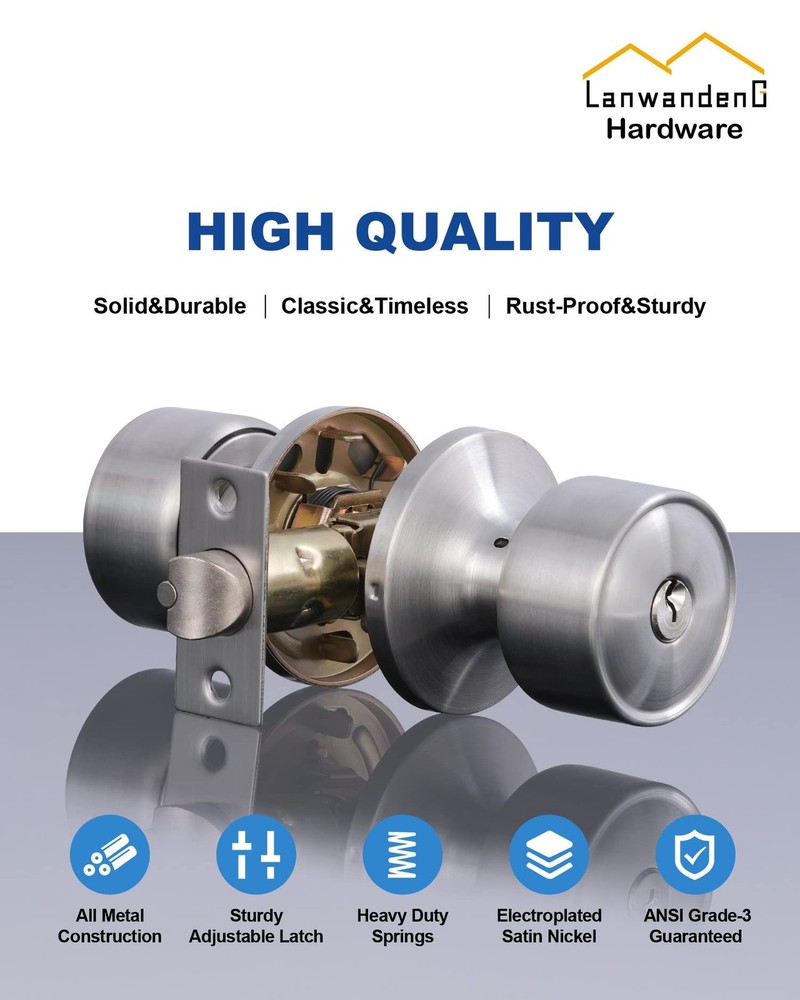 2 Sets Keyed Alike Entry Door Knobs and Single Cylinder Deadbolt Lock Combo S...