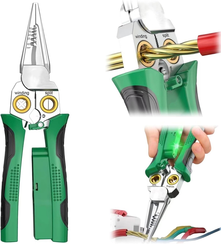 8-In-1 Wire Stripper Twister Set - Includes Cable Scissors Voltage Tester Pliers