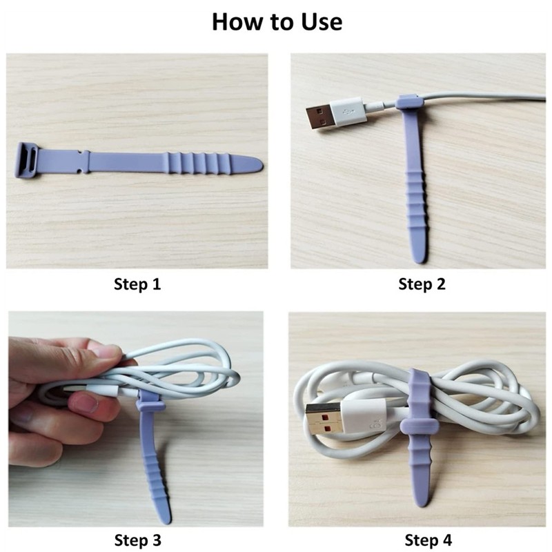 20pcs Straps Reusable Silicone Cable Zip Tie Table Elastic For Wire Management