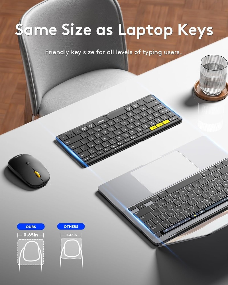 Foldable Keyboard and Mouse, Samsers KM08 Folding Bluetooth Keyboard Mouse Combo