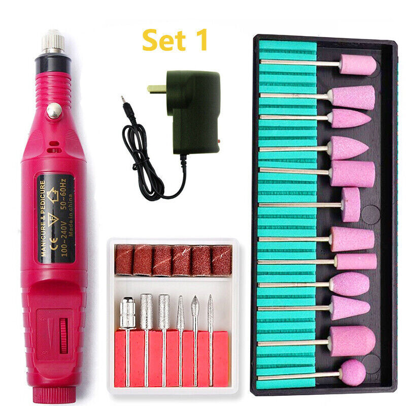 Electric Nail Drill File Acrylic Art File Manicure Pedicure Portable Machine Kit