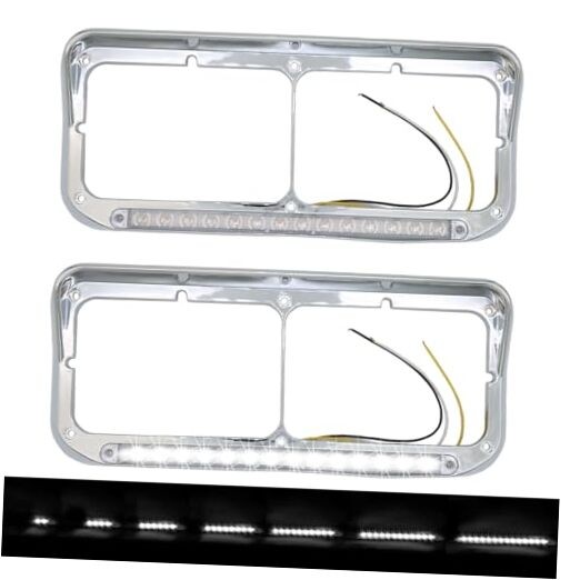 Dual Rectangular 2X for 4x6 Light Headlight Bezel with 12" Clear Lens White LED