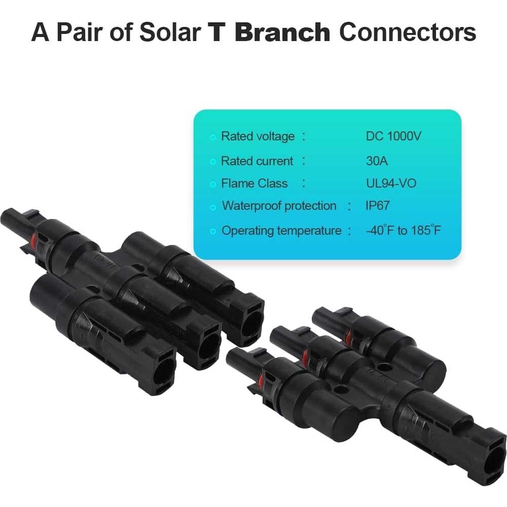 Solar Panel Connectors T Branch Cable Splitter Coupler 3 Way Parallel Connection