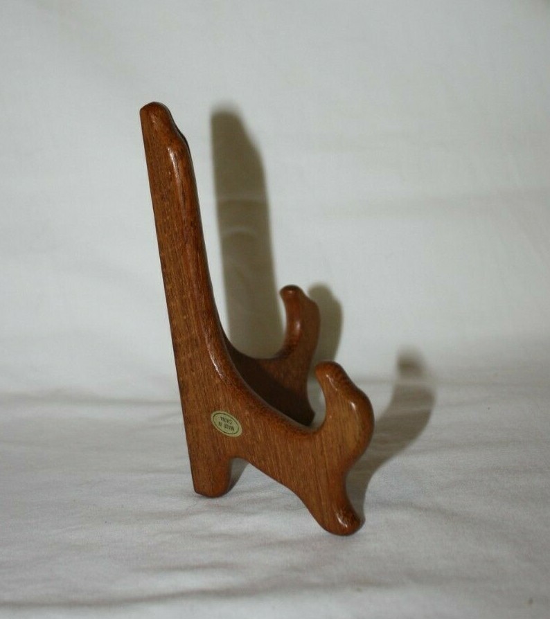 5" Hinged Teak Finish Display Easel