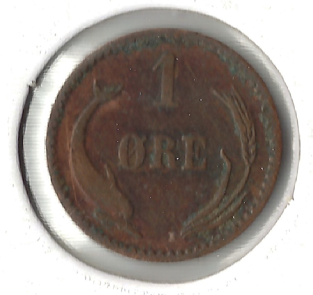 Coin Denmark 1 Øre 1891 KM792.1