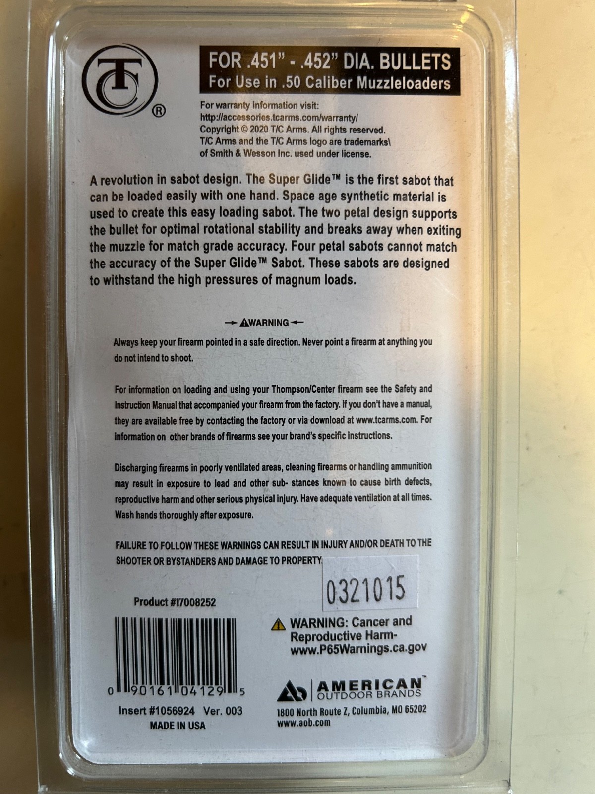 Thompson Center .50 cal Super Glide Sabots Muzzleloader Plastic Holder Yellow