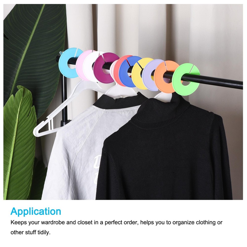 Clothes Dividers 10pcs Reusable Wardrobe Separator Round Hook Black