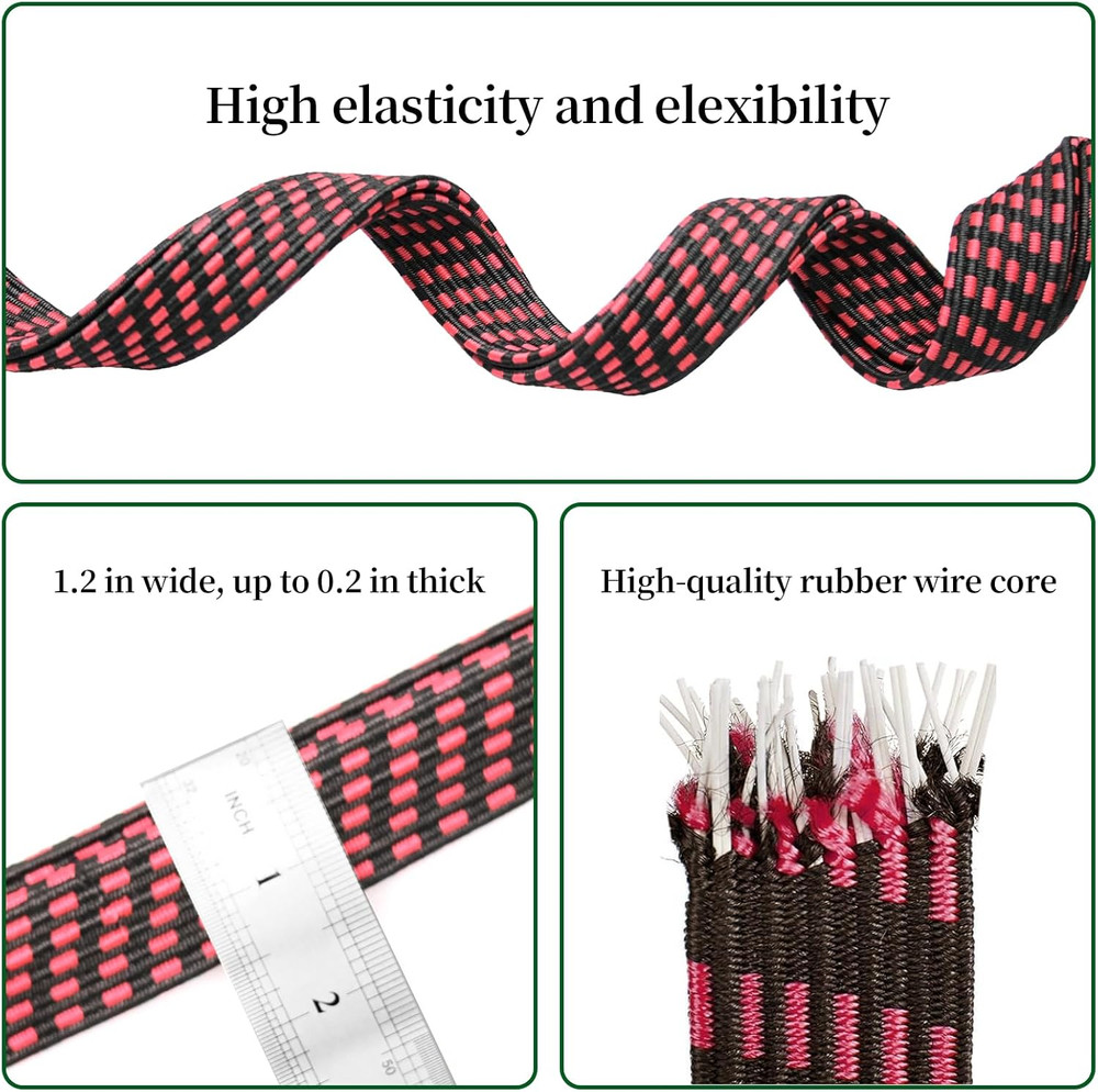15 Pcs 80 Inch Adjustable Bungee Cords with Hooks Adjustable Flat Bungee Cords M