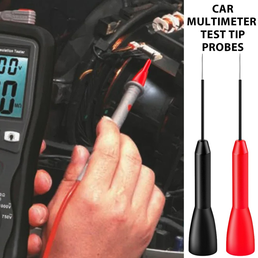 2pcs Car Multimeter Test Probe Pins Wire Piercing Needle Tip For Socket Plug