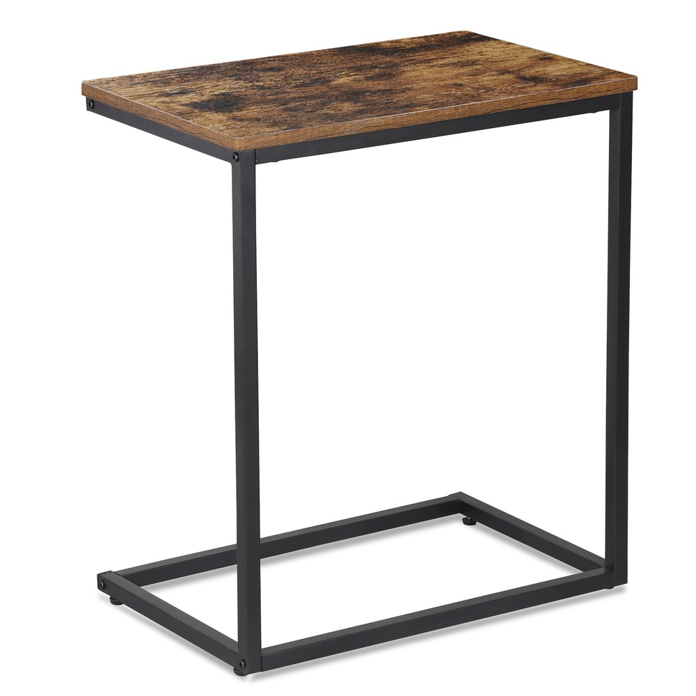 2PCS 21.7"Side Table C Shaped End Table Sofa Bed Table for TV Trays Rustic Brown
