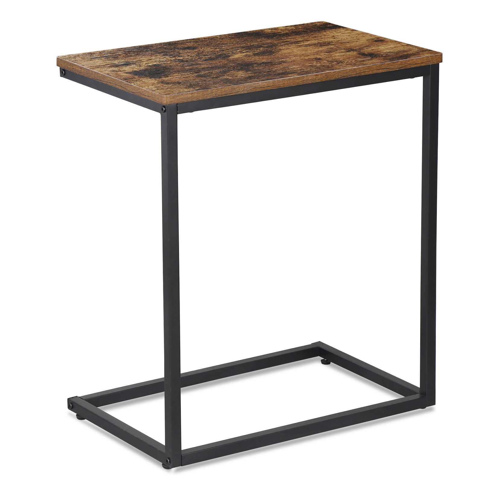 C Shaped End Table Small Side Couch Sofa Table with Metal Frame for Living Room