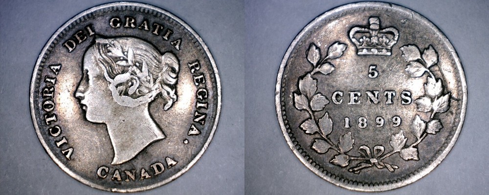 1899 Canada 5 Cent World Silver Coin - Canada - Victoria