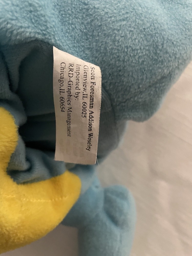 Blue Dinosaur Hand Puppet Full Body Plush 12" Pearson Scott Foresman