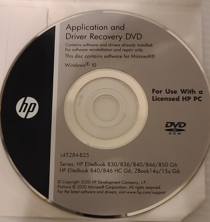 HP Application and Driver Recovery DVD