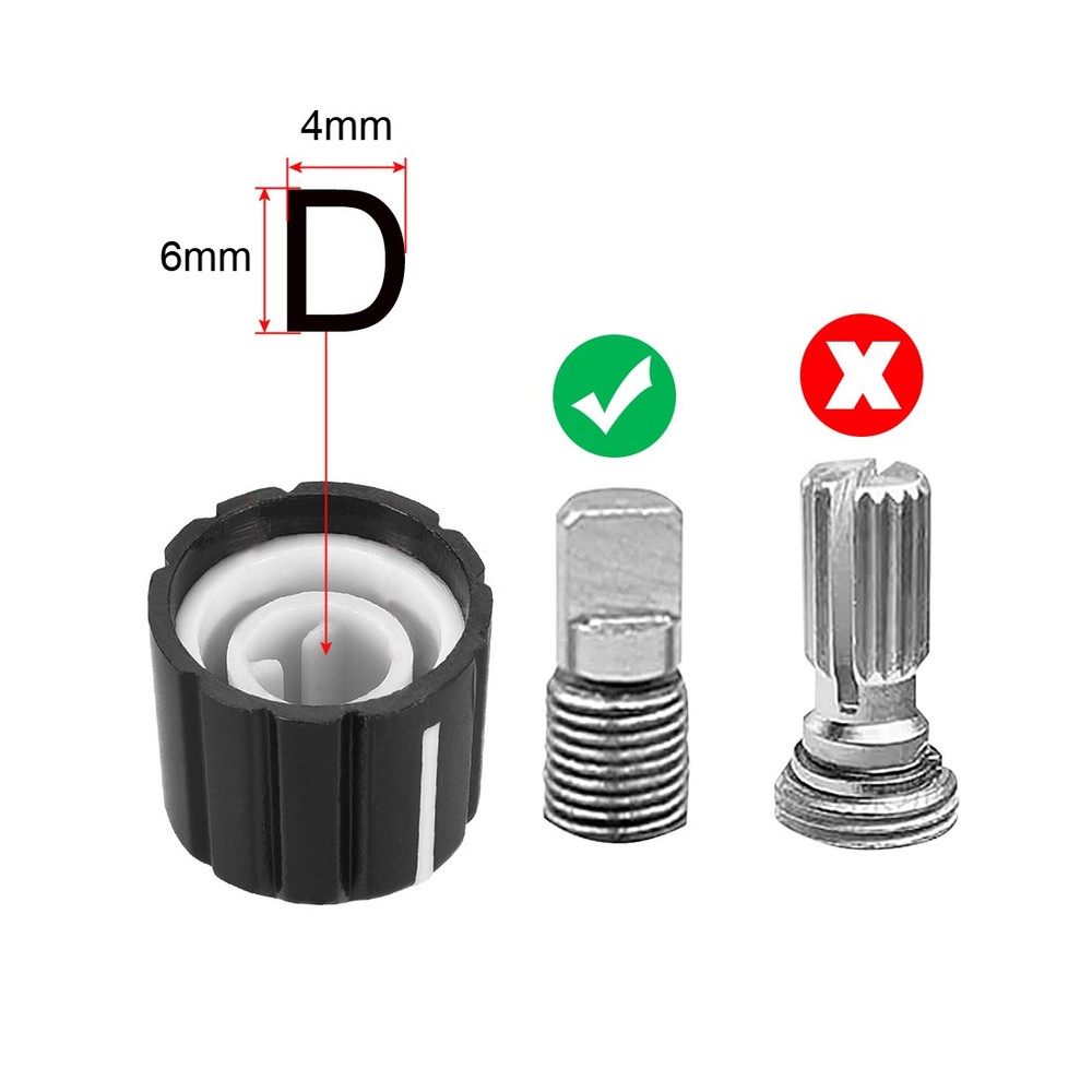 10pcs D type 6mm Potentiometer Control Knobs For Guitar Volume Tone Knobs Black