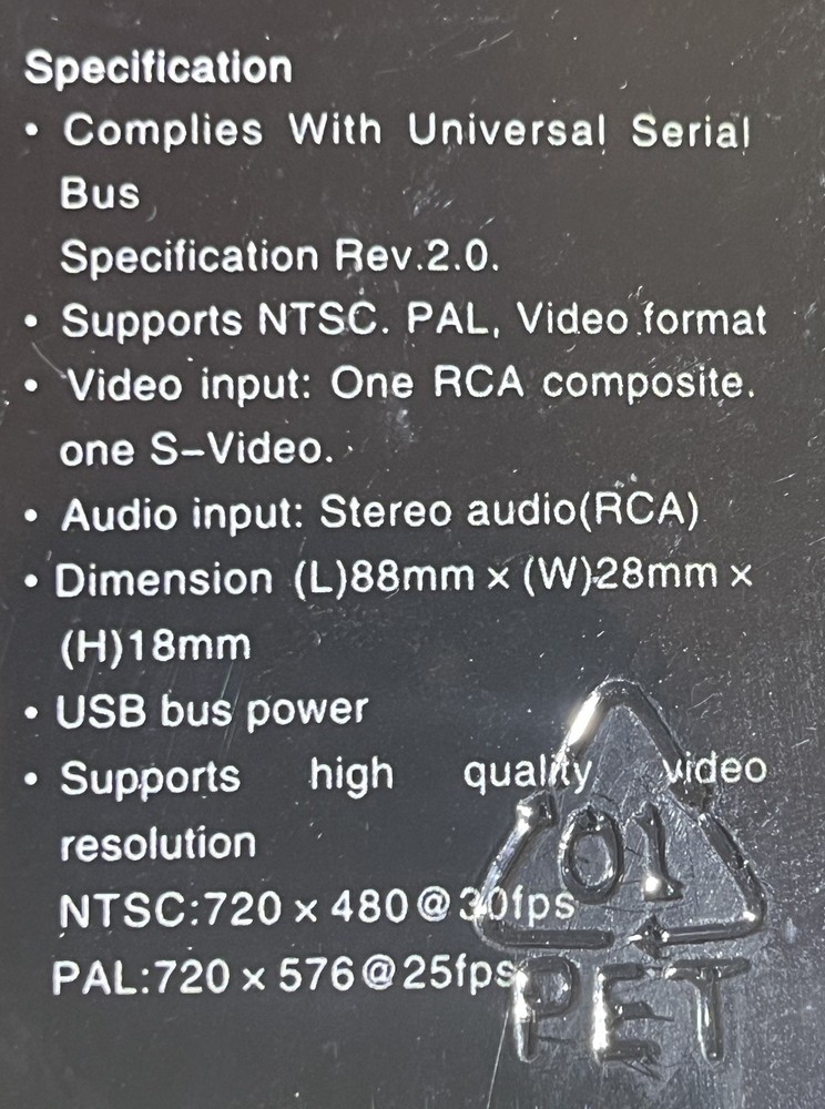 Easy CAPture USB 2.0 Video Adapter with Audio Capture