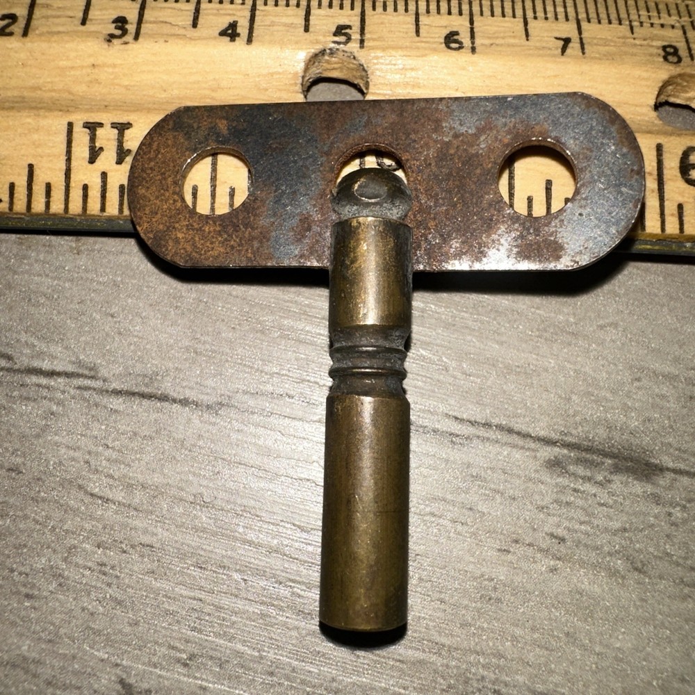 Antique Clock Winding Key Brass & Steel #2