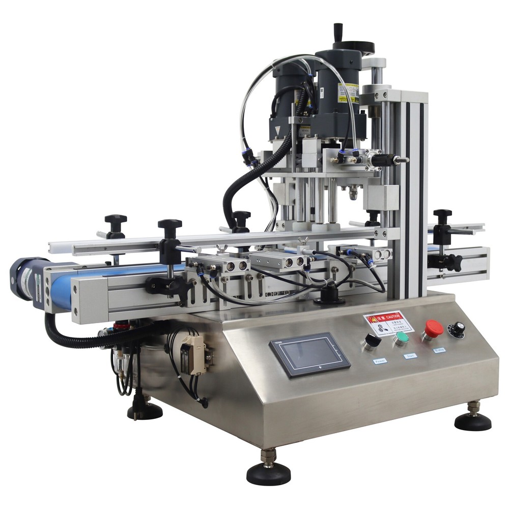Auto Bottle Capping Machine with Desktop Conveyor Suit Height 1.97-7.48'' 110V