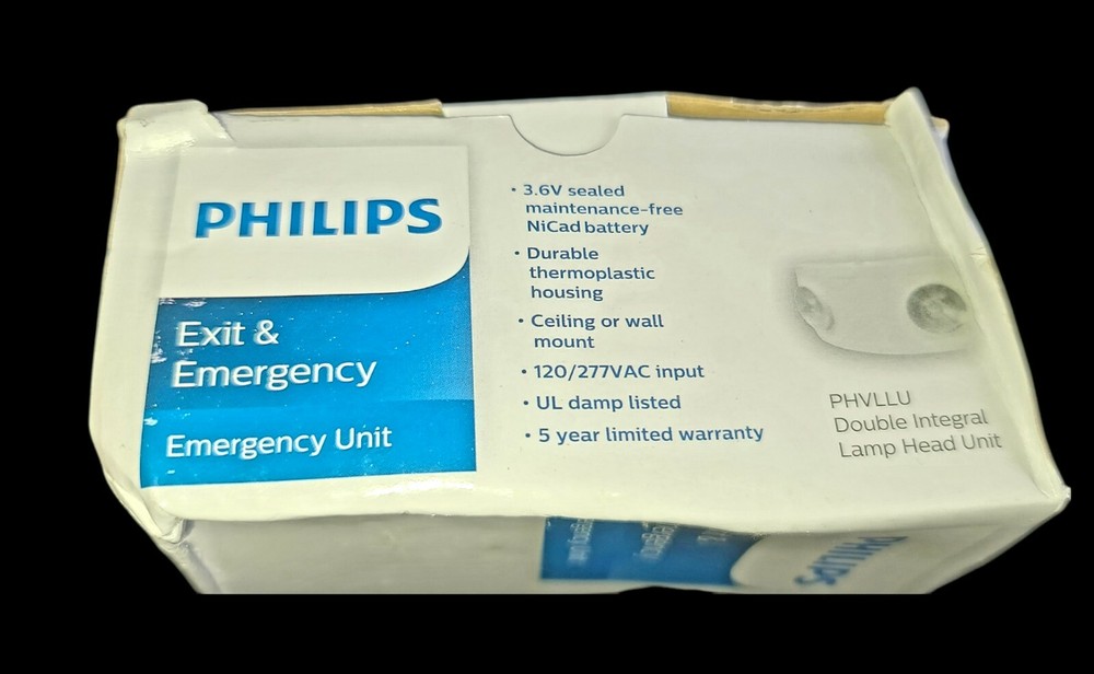 Philips 2-Light Thermoplastic Wall or Ceiling Mount LED White Emergency Fixture