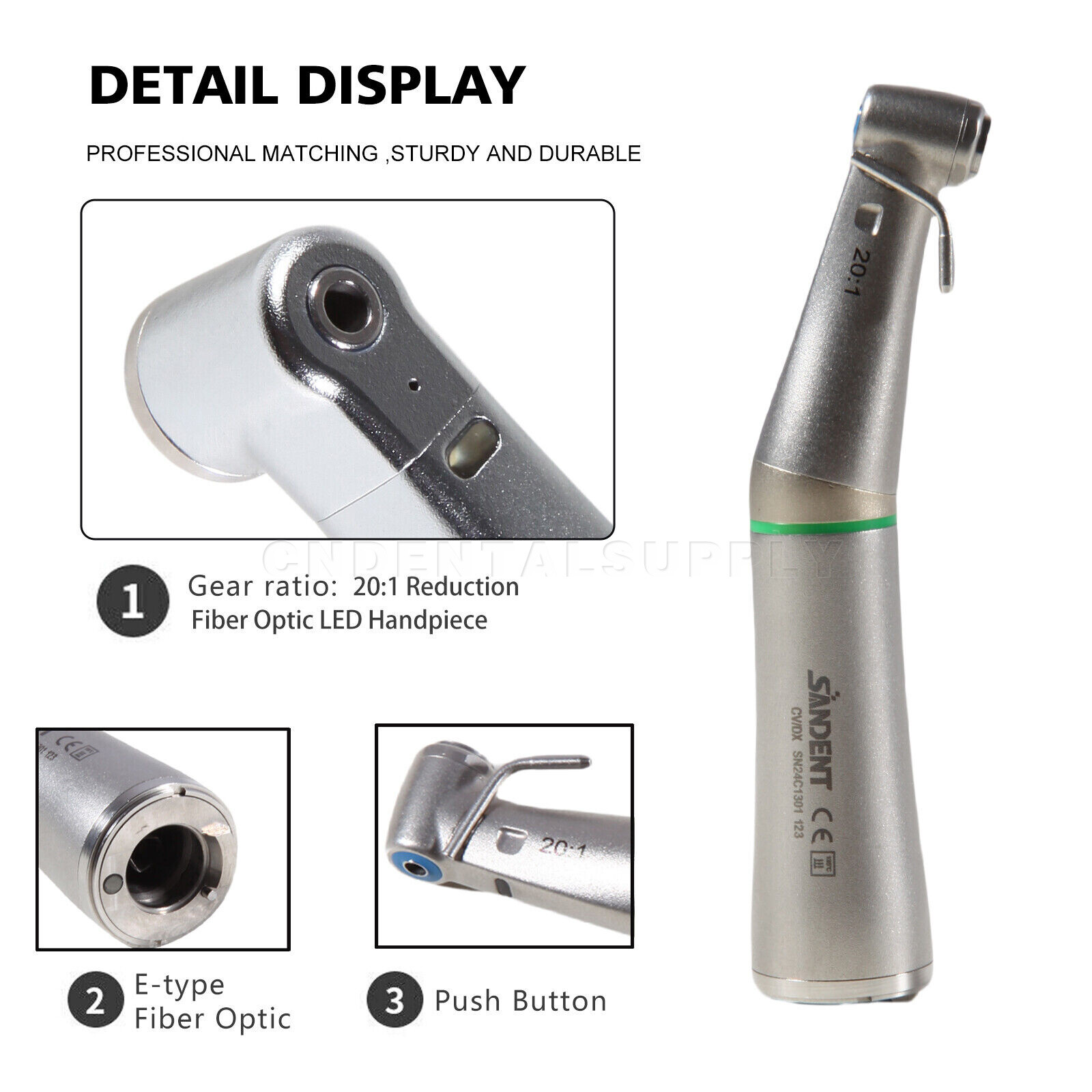 Dental Fiber Optic 20:1 Implant Contra Angle Surgical Handpiece fit NSK SG20L US