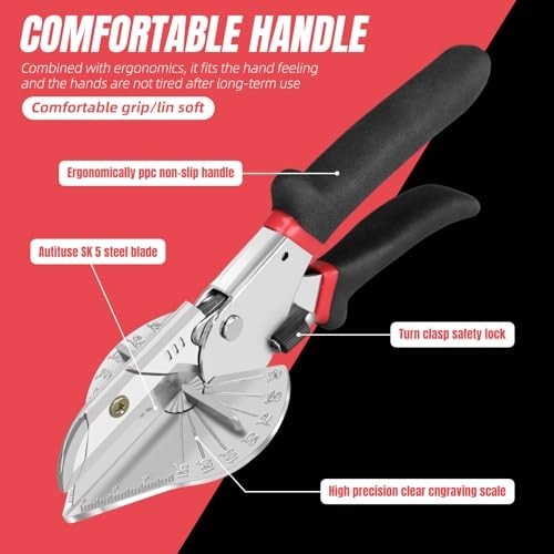Adjustable Miter Shear Cutting Tool 45-135° Angle, 10 Sharp Blades for Woodworki