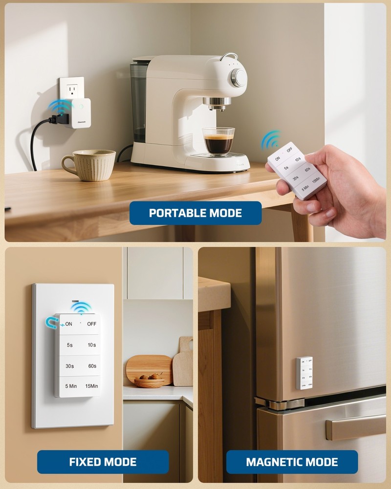 DEWENWILS Garbage Disposal Wireless Switch Kit, 15A/1875W, 100FT RF Range, Timer