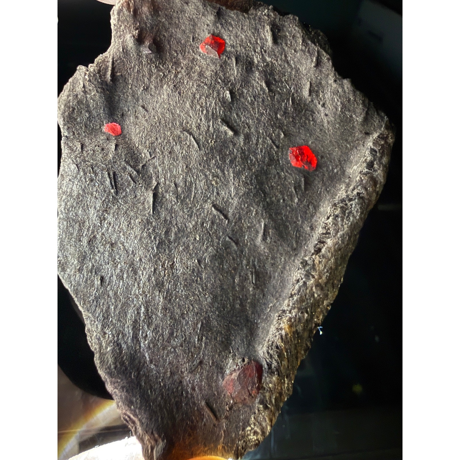 RED EMBERS MINE Almandine Garnets in Graphite w/DraviteErving, Mass. Garnet