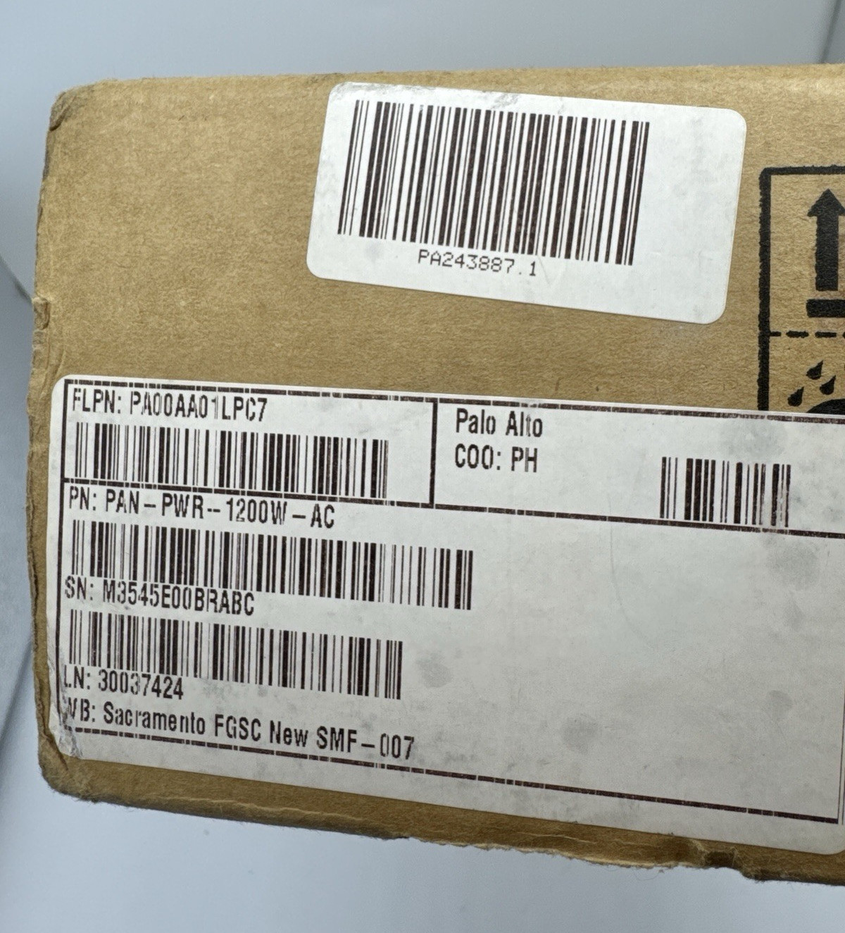 Palo Alto PAN-PWR-1200W-AC Networks PA-5200 Series 1200 Watt AC Power Supply NEW