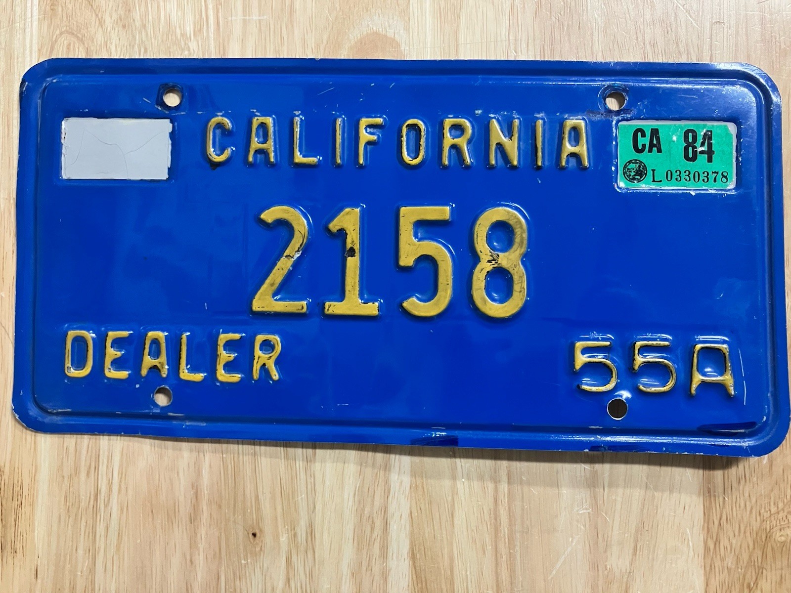Vintage California Dealer License Plate 1970’s Base Low Number 2158