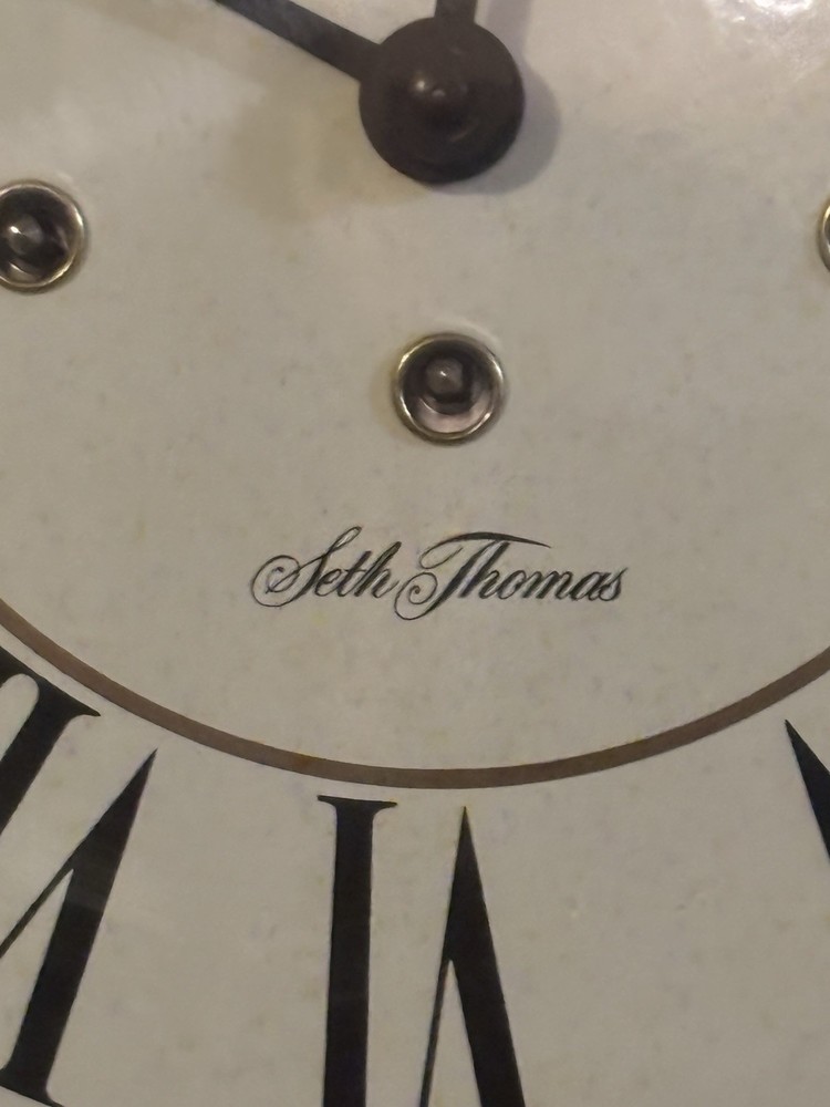 Vtg SETH THOMAS Octagon Wall Clock Westminster Chime 3 Windup With Key Pendulum