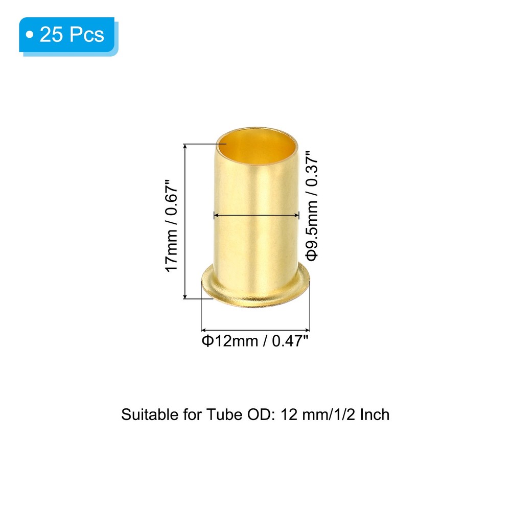 25Pcs Brass Compression Insert Compression Insert Tube Support for 1/2" OD Tube