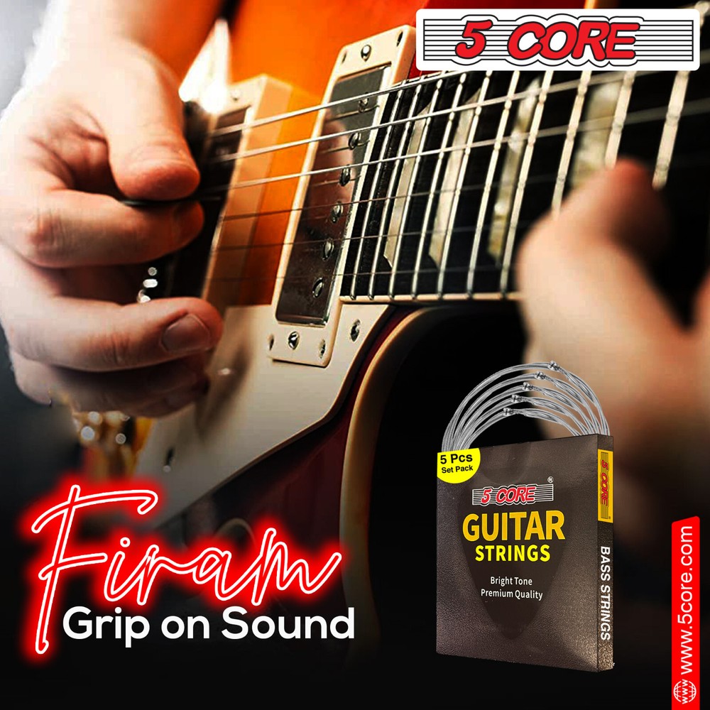 5 Core Bass Guitar Strings Extra Light Gauge Bright & Powerful Tone 6 String Set