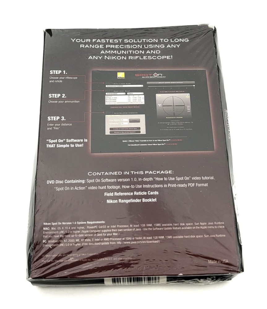 Nikon Spot On Ballistic Match Technology Software for PC & Mac Version 1.0 New
