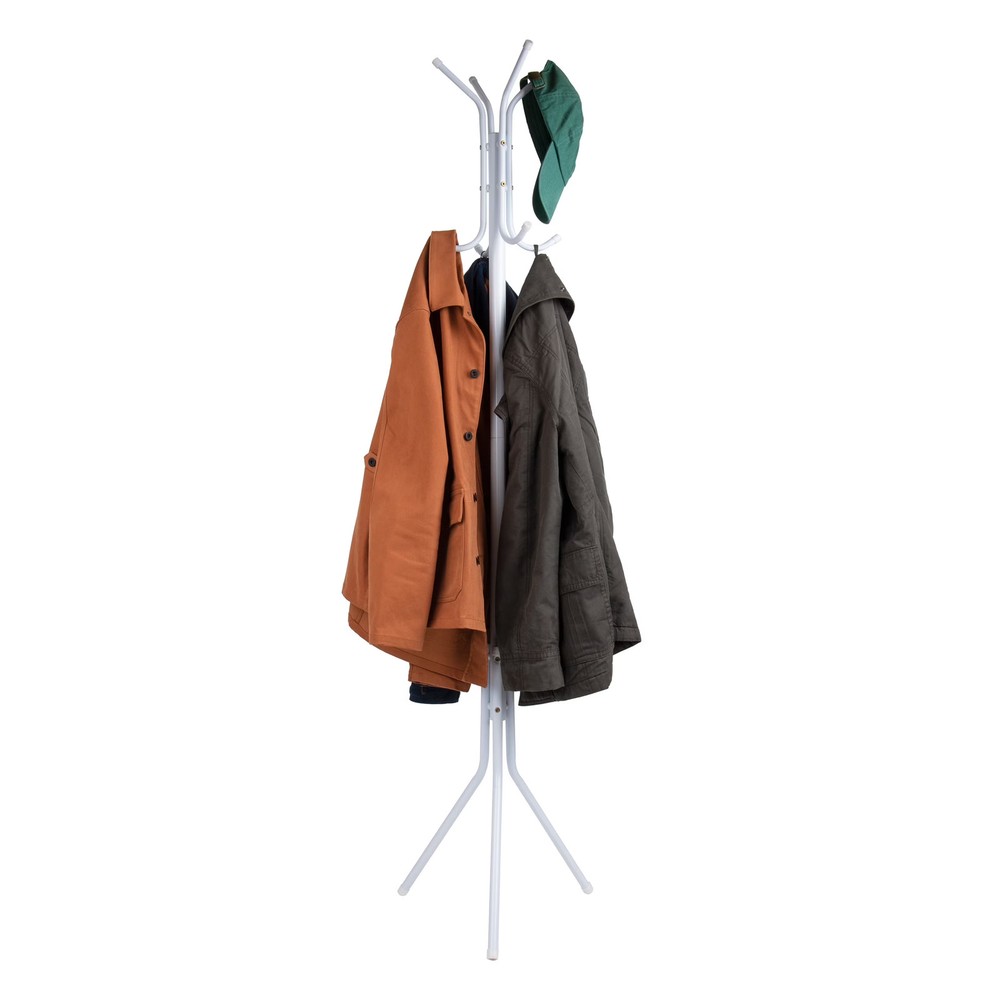 Mind Reader White MetalCoatRackFreestandingMulti HookOrganizerforOffice Entryway