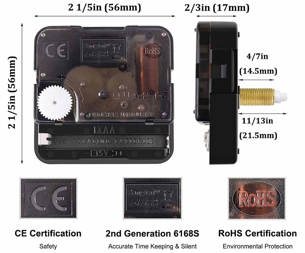2 Pieces High Torque Silent Clock Movement Mechanism with 5 Pack Clock Hands,...