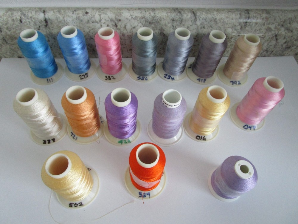 Embroidery Thread - 16 cones various colors, 1100 yards