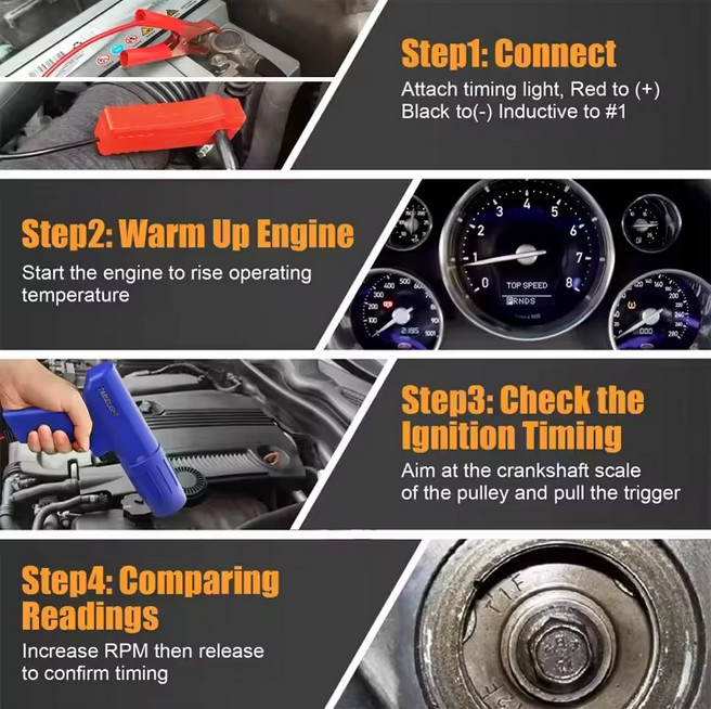 Ignition Timing Light 12V Gun Strobe Lamp Blue 200-10000R/Min Auto Diagnostic