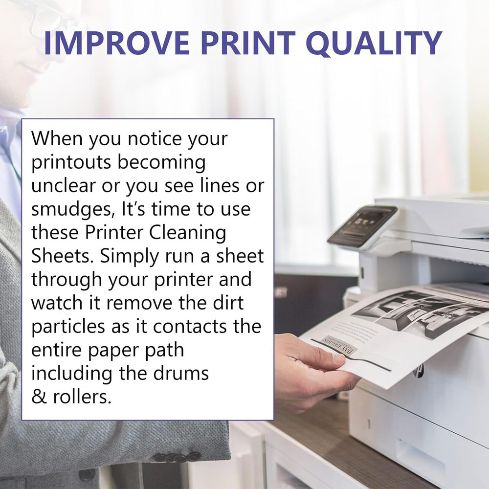 Laser & Inkjet Printer Cleaning Sheet (8.5 X 11) 10 Sheets