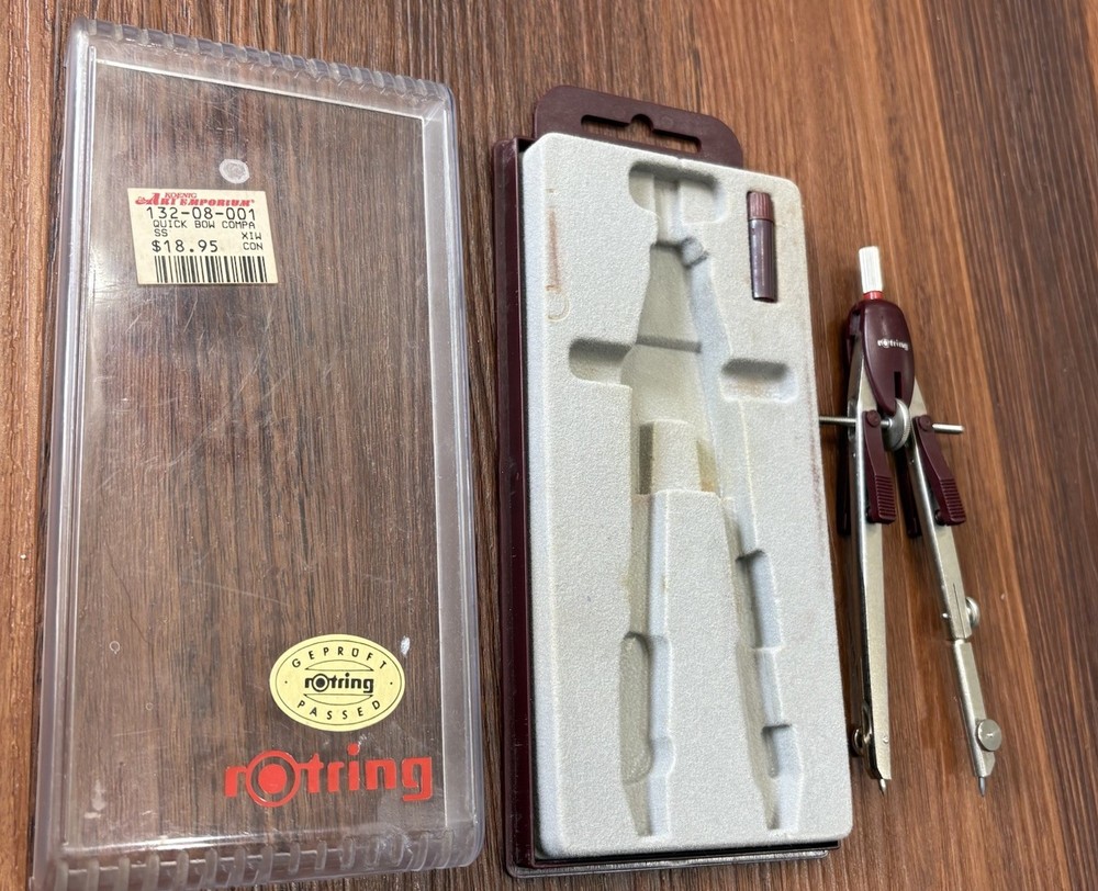 Vintage Rotring Protractor Drafting Tool With Case Made In Germany