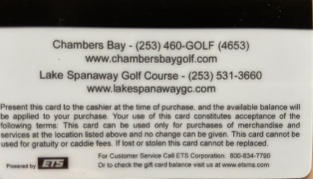 Chambers Bay golf course gift card
