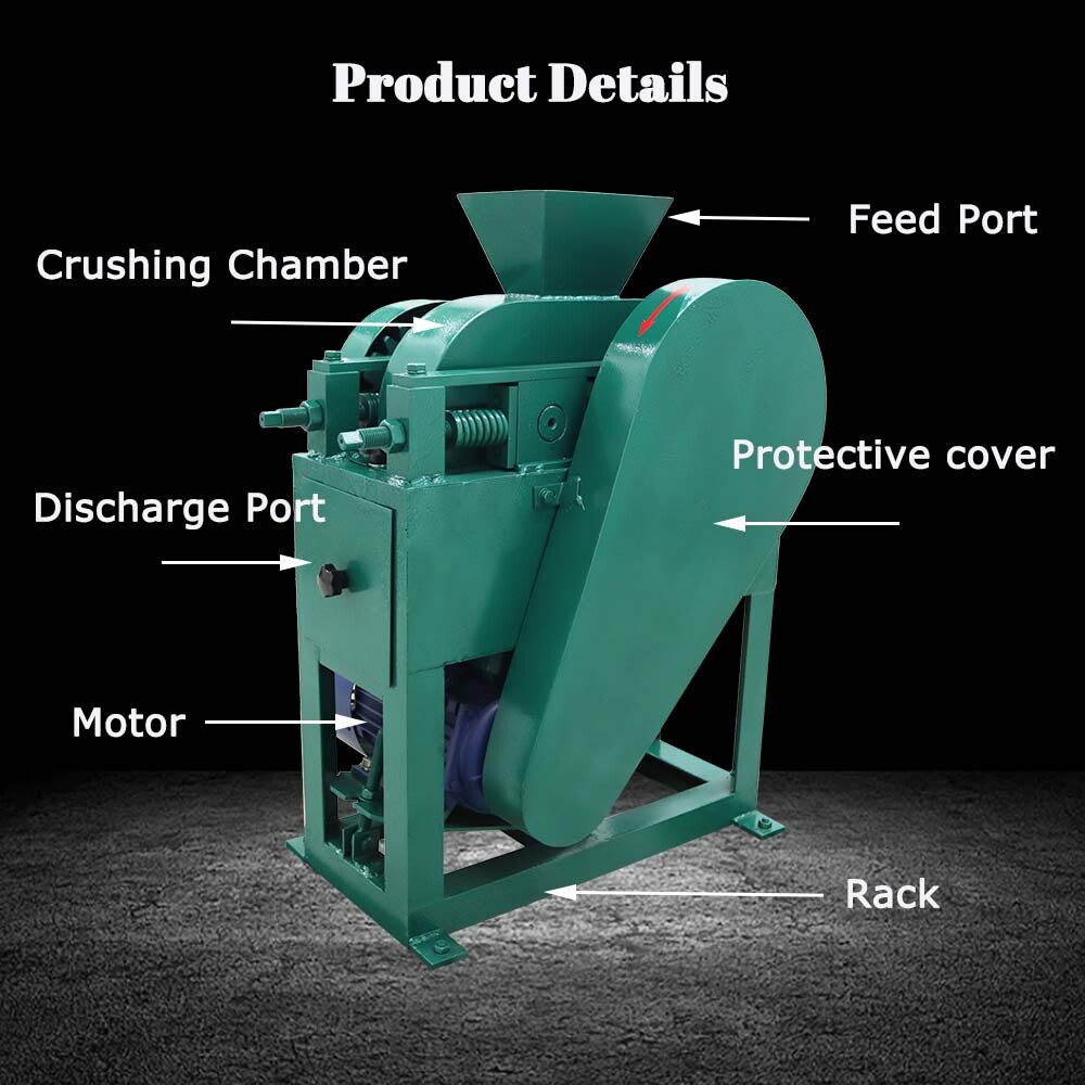 Double Roller Crushing Machine Broken Stone Rock Test Equipment Pulverizer 220V