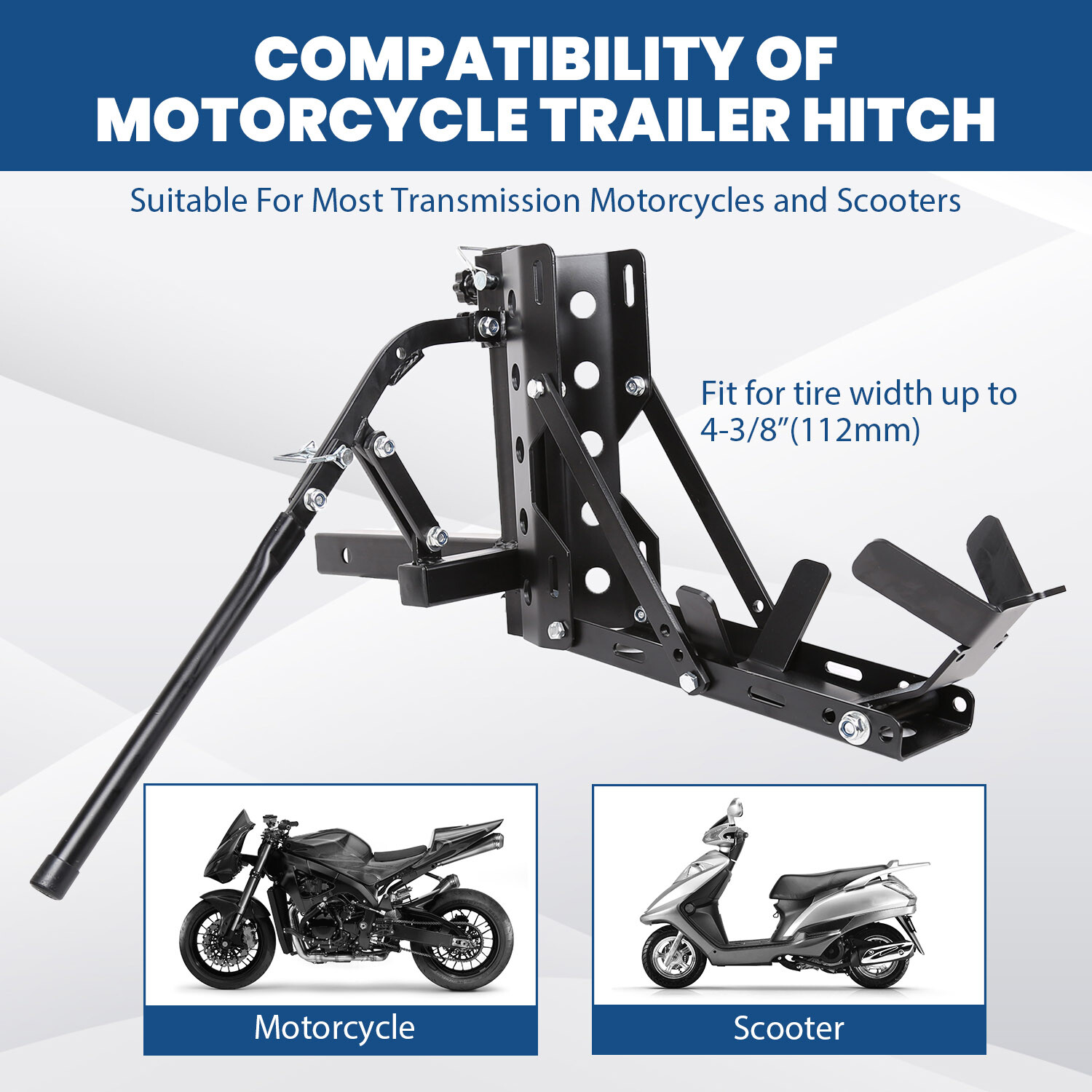 800lb Motorcycle Scooter Carrier 2" Tow Receiver Trailer Hauler Hitch Mount Rack