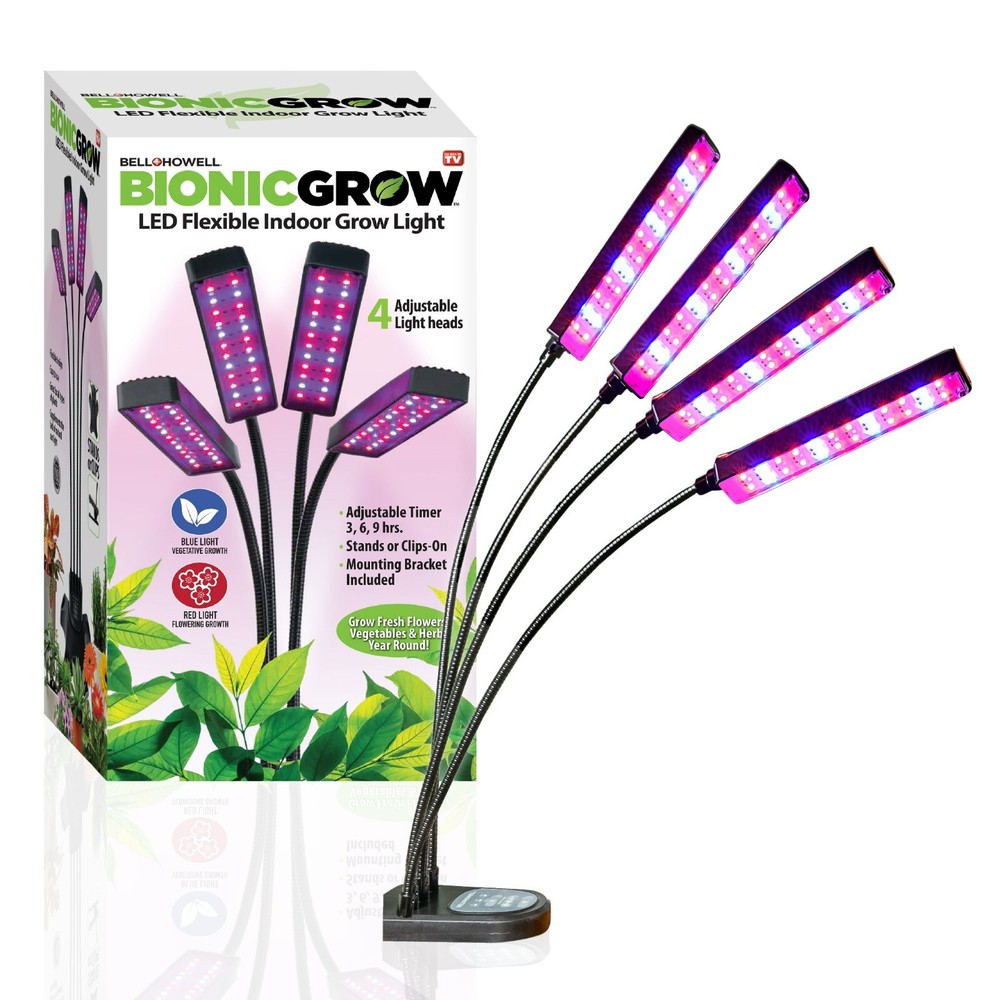 Bell + Howell Bionic LED Flexible Indoor Grow Light with 4 Adjustable Light Head