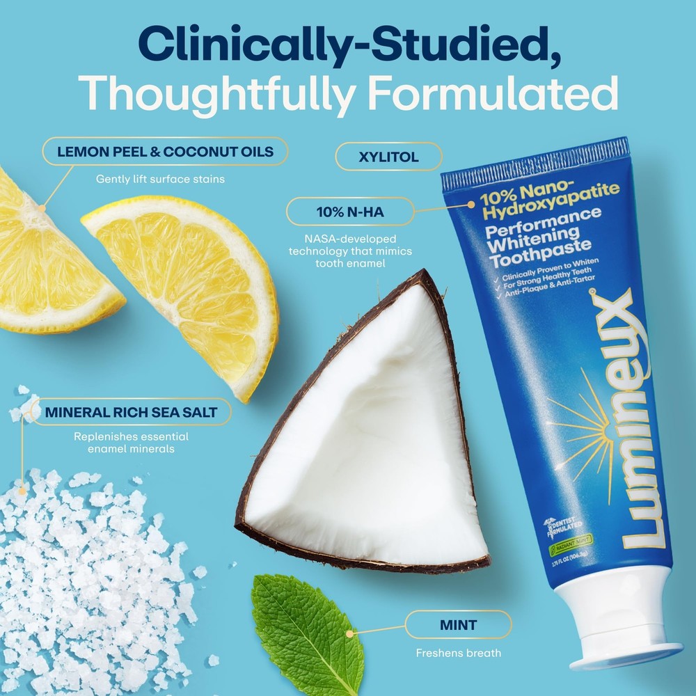 10% Nano Hydroxyapatite Performance 2 Pack Whitening Toothpaste - Fluoride Fr...