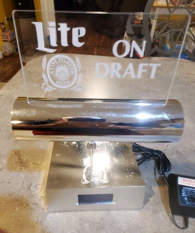 Vintage Miller Lite On Draft Tabletop Light/Digital Clock