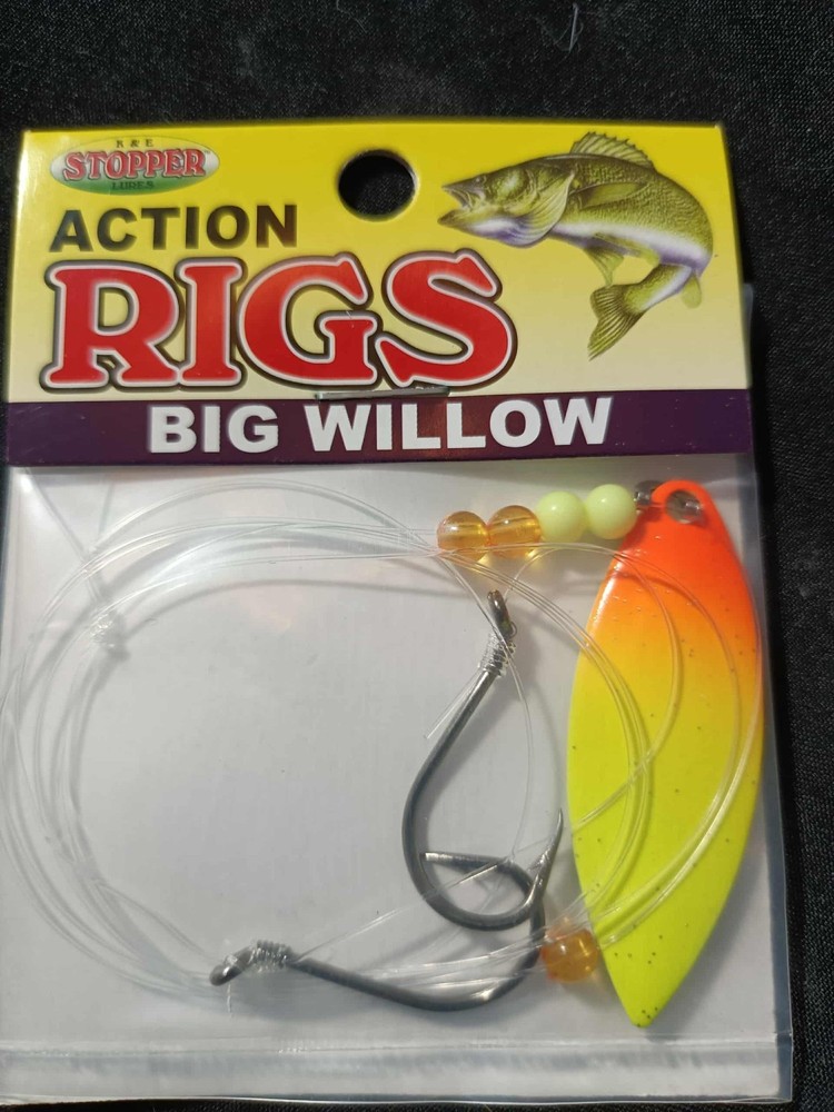 K&E Stopper Action rigs #4 willow blade, 2 hooks, orange/Chartreuse blade
