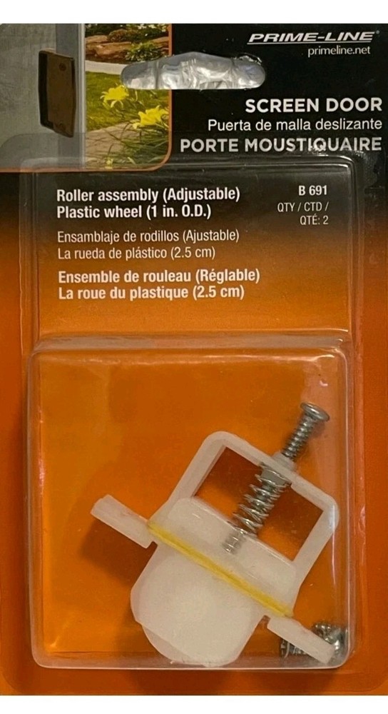 2-Pack Prime-Line Screen Door Adjustable Plastic Roller Assembly Wheels - B 691