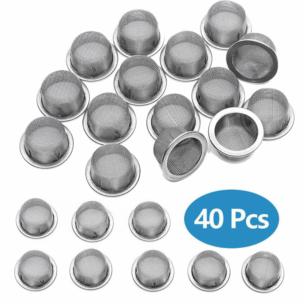 40PCS Tobacco Smoking Pipe Metal Filter Screen Steel Mesh Concave Bowl Style ELH