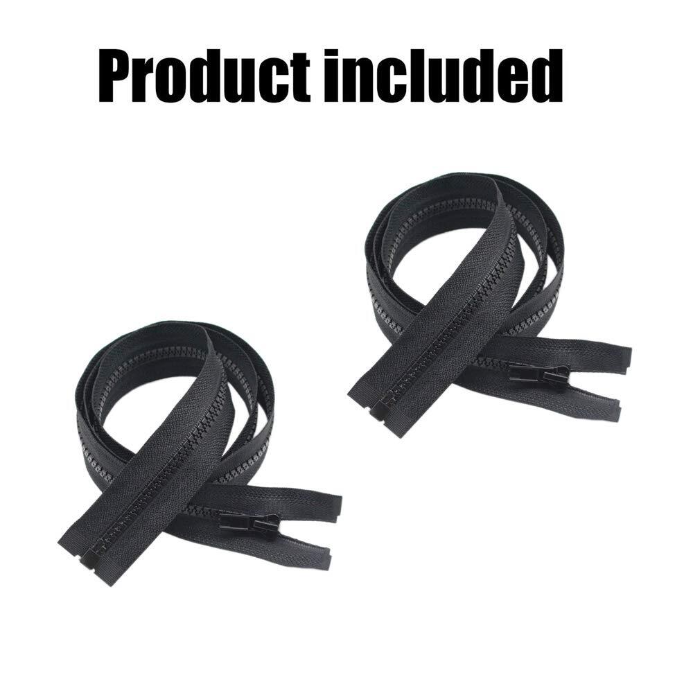 2pcs 15" #5 Separating Jacket Zippers Black Molded Plastic Sewing Coats