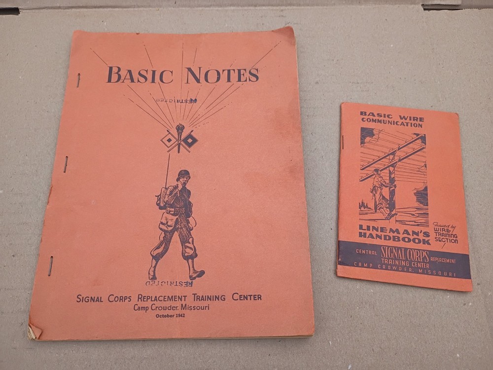 WW2 Booklets Lot Basic Notes Signal Corps Training Center Camp Crowder Missouri
